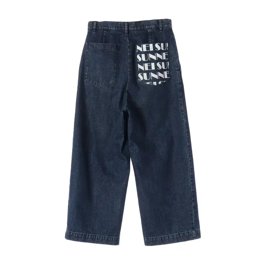 [BUNJANG] Sunnei Logo Graphic Wide Denim Pants / 써네이 로고 그래픽 와이드 데님팬츠