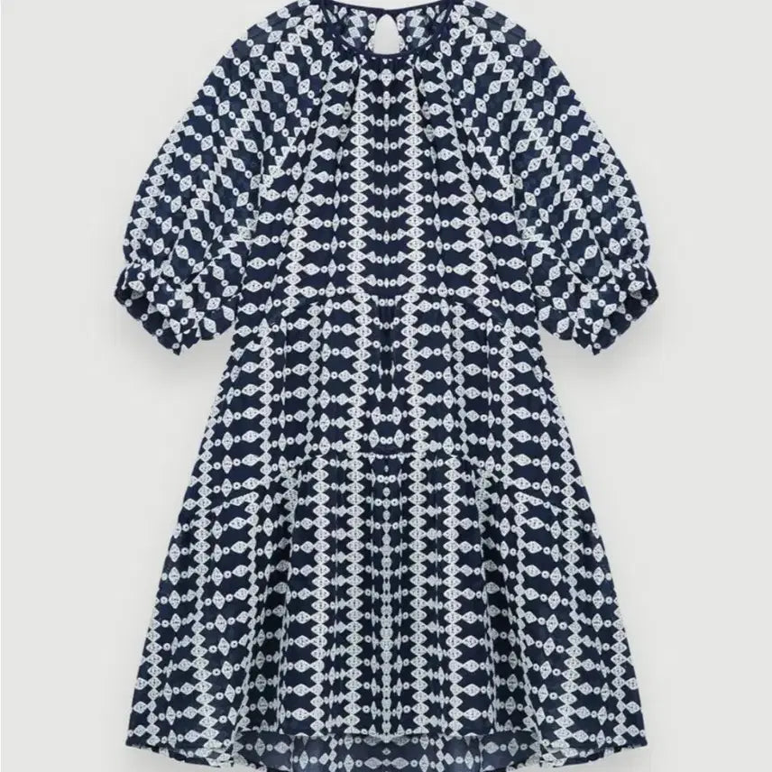 [BUNJANG] Maje Navy Embroidered Dress / 마쥬 네이비 자수 원피스
