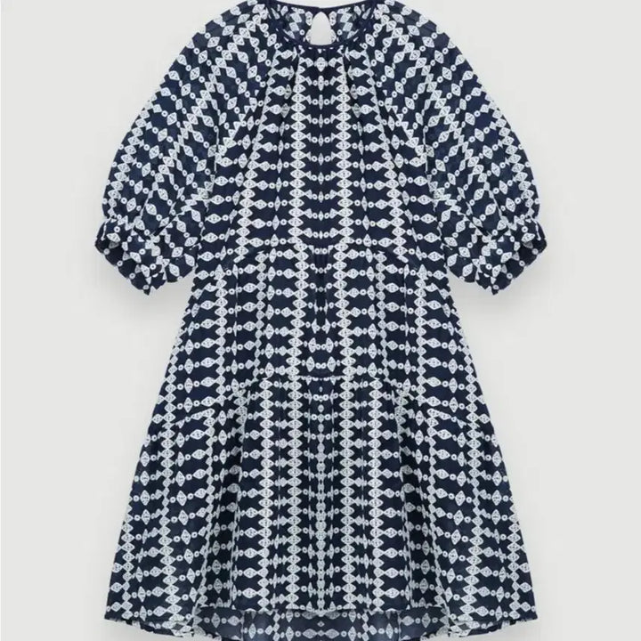 [BUNJANG] Maje Navy Embroidered Dress / 마쥬 네이비 자수 원피스
