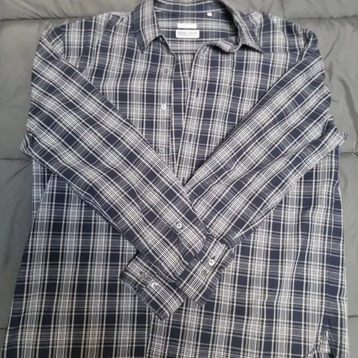 [BUNJANG] Woodb Wine Navy Check Shirt 01 Size / 우드비 와인드 네이비 체크셔츠 01사이즈
