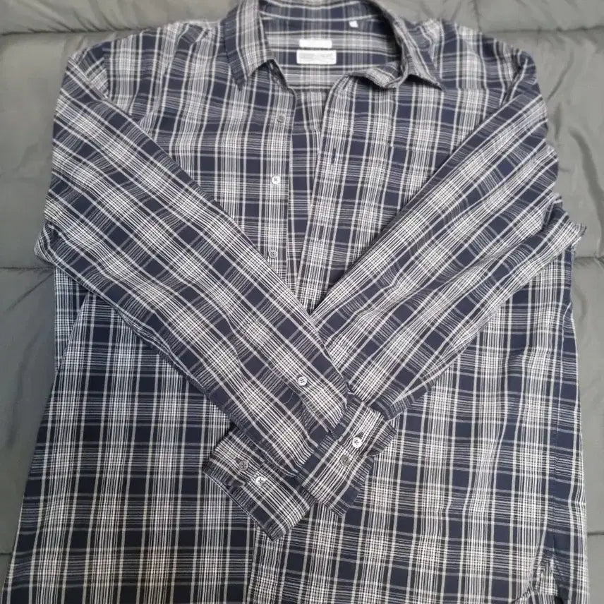 [BUNJANG] Woodb Wine Navy Check Shirt 01 Size / 우드비 와인드 네이비 체크셔츠 01사이즈