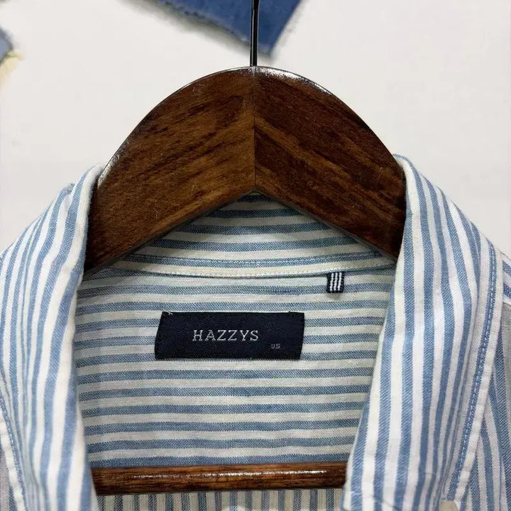 [BUNJANG] Hazzys Casual Logo Embroidered Stripe Shirt / (95) 헤지스 캐주얼 로고 자수 스트라이프 셔츠 남방