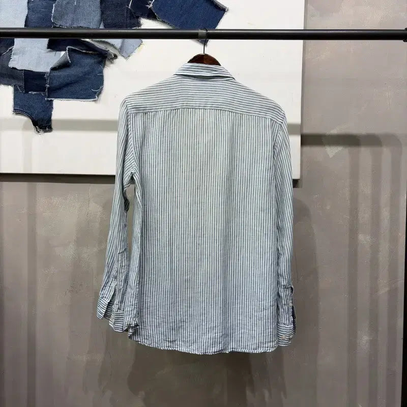 [BUNJANG] Hazzys Casual Logo Embroidered Stripe Shirt / (95) 헤지스 캐주얼 로고 자수 스트라이프 셔츠 남방