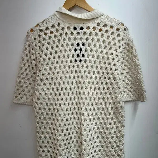 [BUNJANG] Stussy Big Mesh Polo Sweater Ivory / 미디움 스투시 빅 메쉬 폴로 스웨터 아이보리