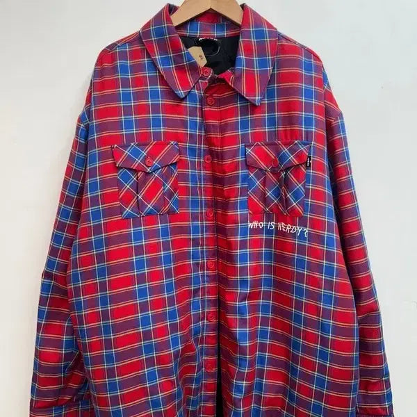 [BUNJANG] Nerdy NDY Padded Flannel Shirt Jacket (Red) / 라지 널디 엔디와이 패디드 플란넬 셔츠 자켓 레드