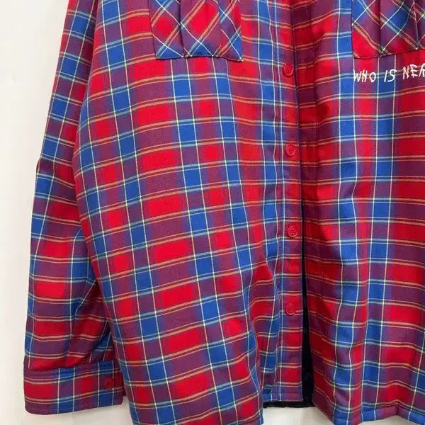 [BUNJANG] Nerdy NDY Padded Flannel Shirt Jacket (Red) / 라지 널디 엔디와이 패디드 플란넬 셔츠 자켓 레드