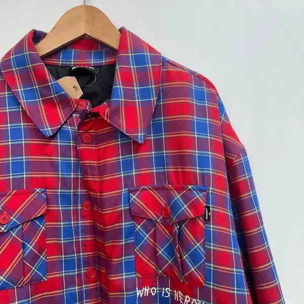 [BUNJANG] Nerdy NDY Padded Flannel Shirt Jacket (Red) / 라지 널디 엔디와이 패디드 플란넬 셔츠 자켓 레드