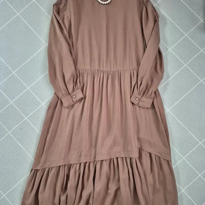 [BUNJANG] Misense Light Brown Frill Long Dress / 미센스 연브라운 프릴 롱원피스 미착용