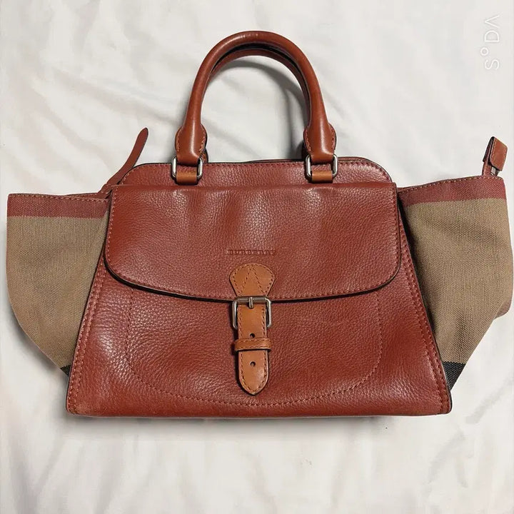 [BUNJANG] Burberry Brown Leather Canvas Tote Bag / 버버리 브라운 레더 캔버스 토트백