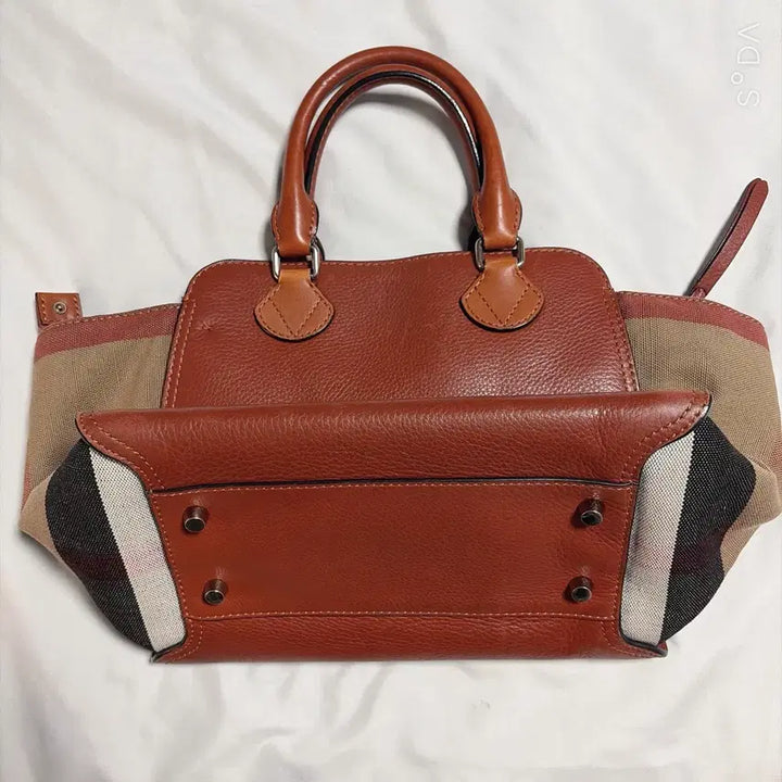 [BUNJANG] Burberry Brown Leather Canvas Tote Bag / 버버리 브라운 레더 캔버스 토트백