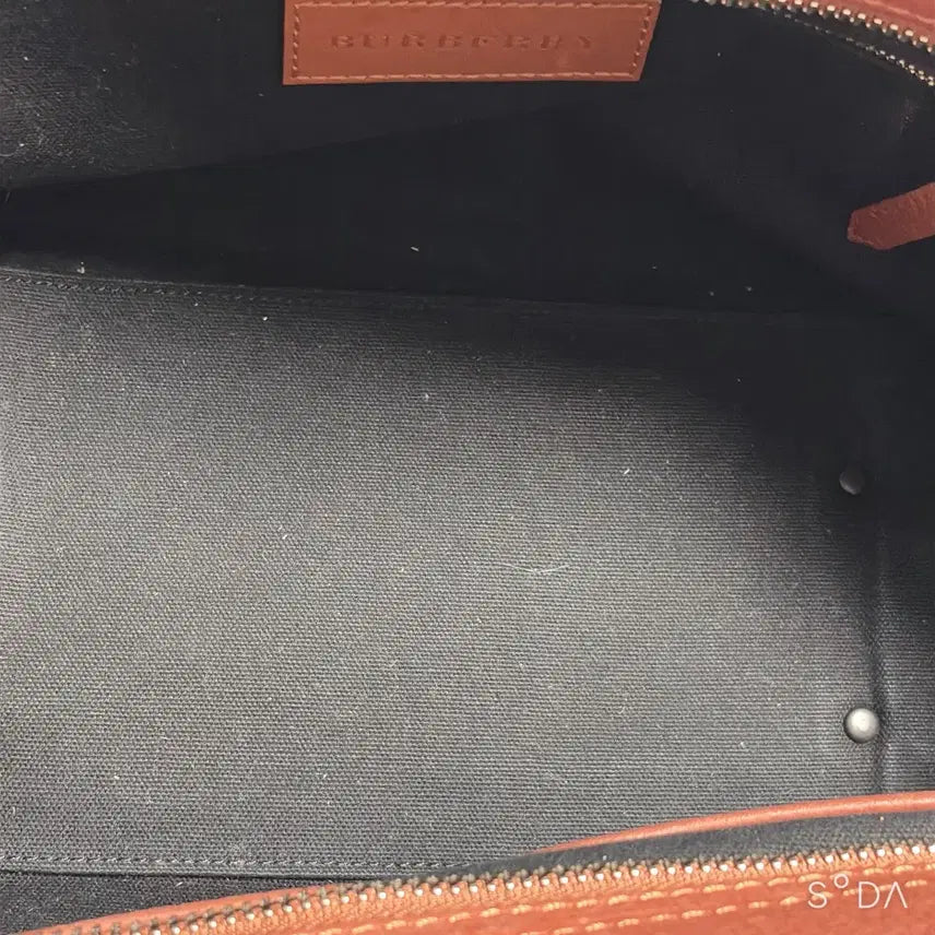 [BUNJANG] Burberry Brown Leather Canvas Tote Bag / 버버리 브라운 레더 캔버스 토트백