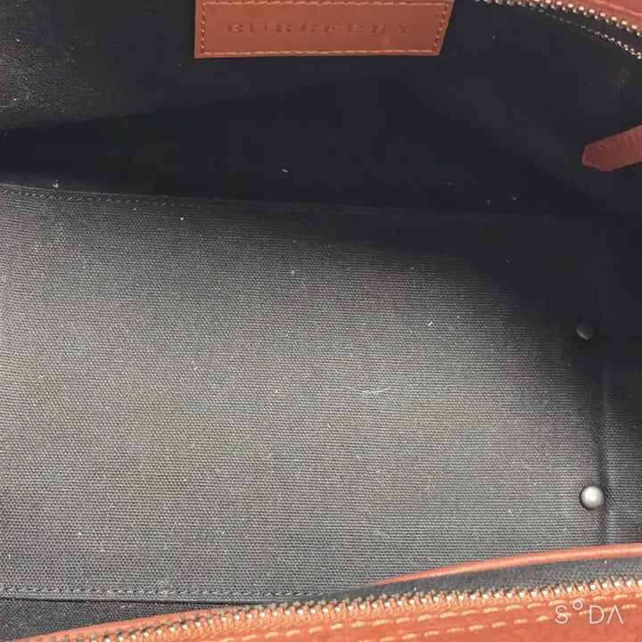 [BUNJANG] Burberry Brown Leather Canvas Tote Bag / 버버리 브라운 레더 캔버스 토트백