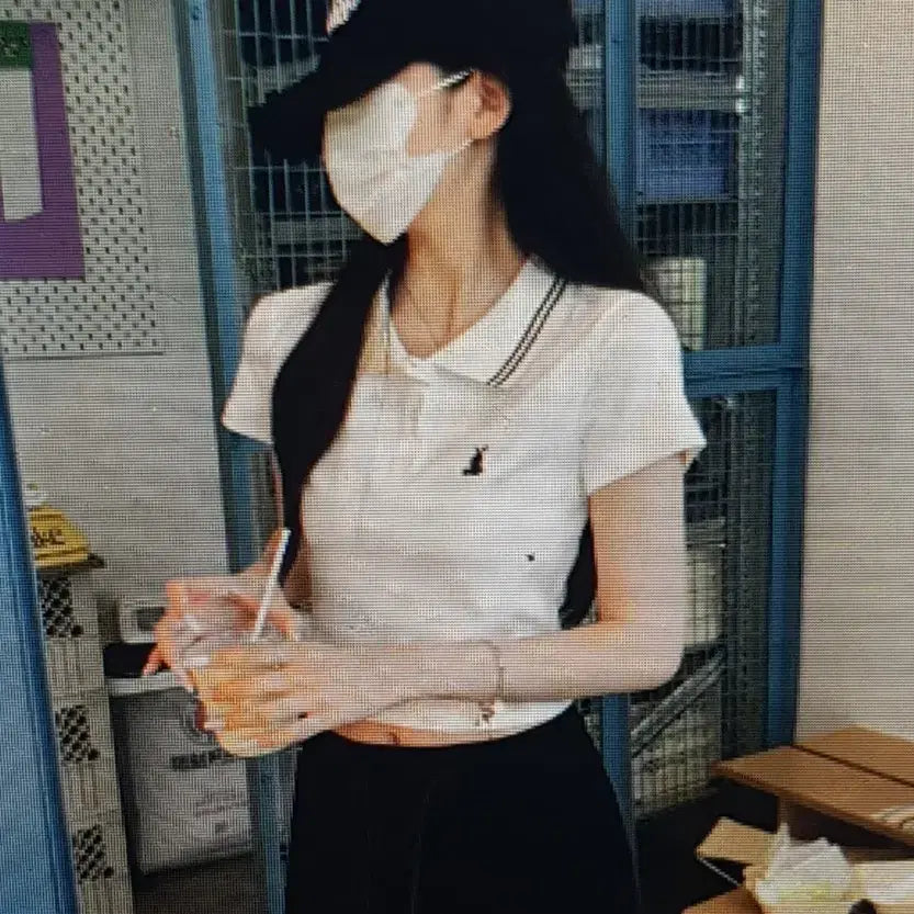 [BUNJANG] Basic Crop Short-Sleeve Polo Shirt / (해외배송)크롭 반팔 카라 티셔츠 2컬러