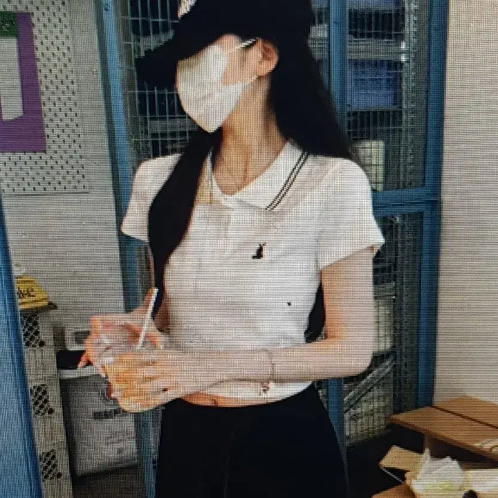 [BUNJANG] Basic Crop Short-Sleeve Polo Shirt / (해외배송)크롭 반팔 카라 티셔츠 2컬러