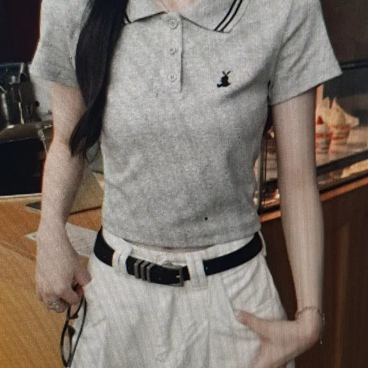 [BUNJANG] Basic Crop Short-Sleeve Polo Shirt / (해외배송)크롭 반팔 카라 티셔츠 2컬러