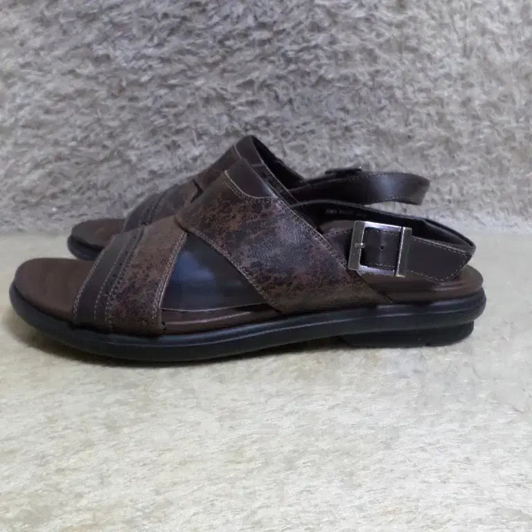 [BUNJANG] Fururuk Vintage Buffalo Leather Slippers / 후루룩구제 275 버팔로 조리 슬리퍼 중고 신발 브라운 소가죽