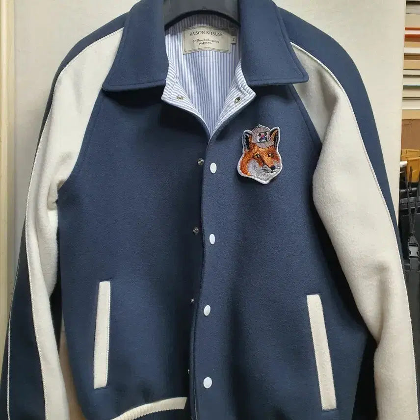 [BUNJANG] Maison Kitsune National Flag Patch Teddy Jacket / 메종키츠네 폭스 패치 국뽕 테디 자켓