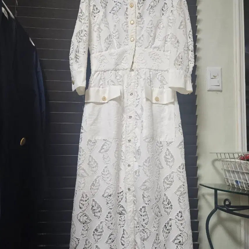 [BUNJANG] Sandro Lace Long Dress / 산드로 화이트 레이스 롱 원피스