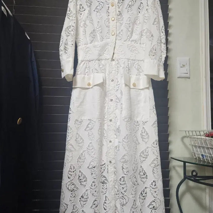 [BUNJANG] Sandro Lace Long Dress / 산드로 화이트 레이스 롱 원피스