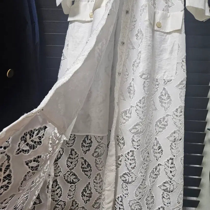 [BUNJANG] Sandro Lace Long Dress / 산드로 화이트 레이스 롱 원피스