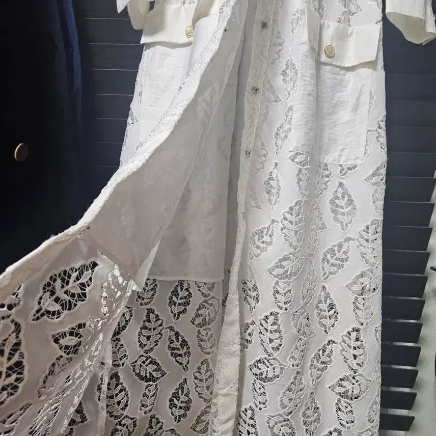 [BUNJANG] Sandro Lace Long Dress / 산드로 화이트 레이스 롱 원피스