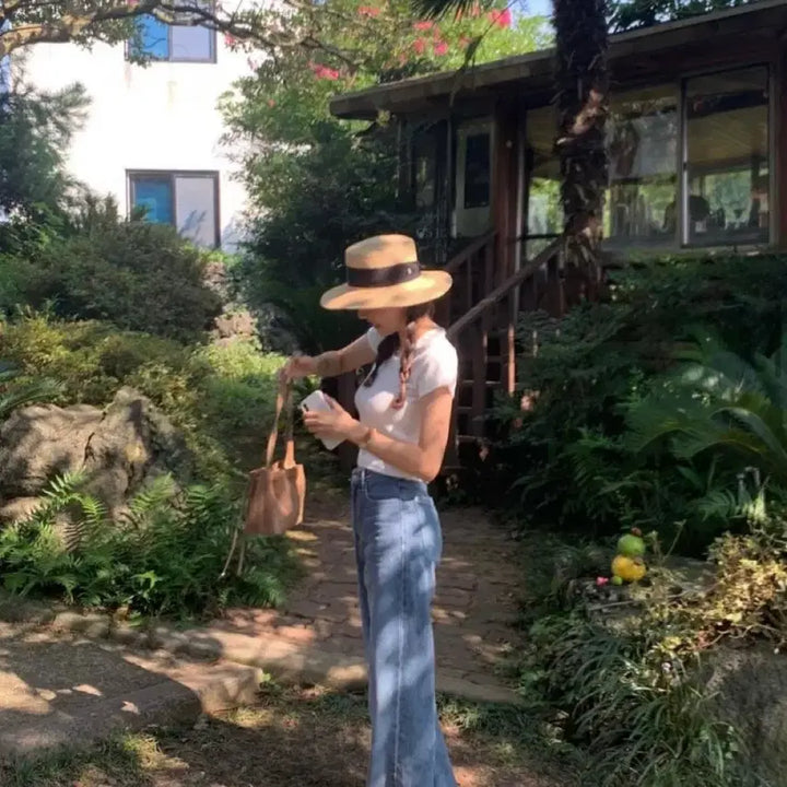 [BUNJANG] TANAT High-Rise Denim Pants / 타낫 하이라이즈 데님 청바지 수린 온트 하이웨이스트 면바지 롱