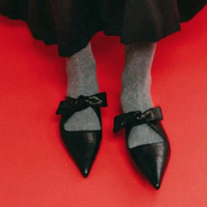[BUNJANG] Salondeju Atatat Ribbon Flat Mule Black 250 / 새상품/살롱드주 엣엣엣 리본 플랫 뮬 블랙 250