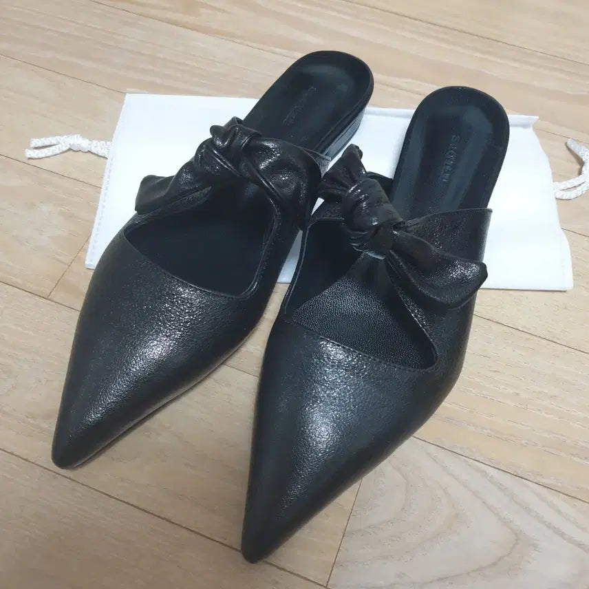 [BUNJANG] Salondeju Atatat Ribbon Flat Mule Black 250 / 새상품/살롱드주 엣엣엣 리본 플랫 뮬 블랙 250