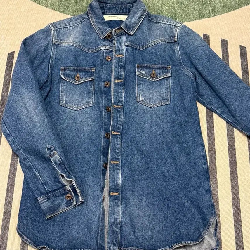 [BUNJANG] Off-White Back Logo Denim Shirt / 오프화이트 백로고 데님 셔츠
