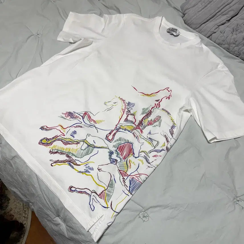 [BUNJANG] Hermes Horse Print Short Sleeve T-shirt / 에르메스 말 프린팅 반팔 티셔츠 M