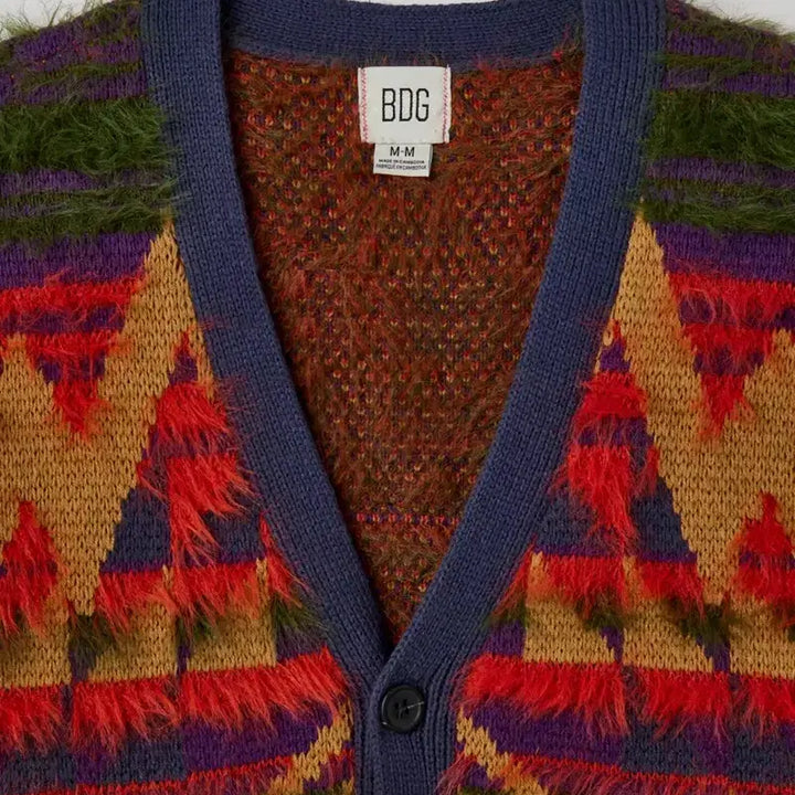 [BUNJANG] Urban Outfitters BDG American Pattern Fur Knit Cardigan / 어반 아웃피터스 BDG 아메리칸 패턴 퍼 니트 가디건