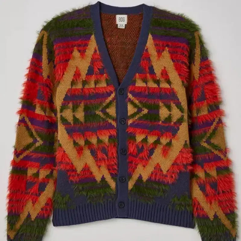 [BUNJANG] Urban Outfitters BDG American Pattern Fur Knit Cardigan / 어반 아웃피터스 BDG 아메리칸 패턴 퍼 니트 가디건