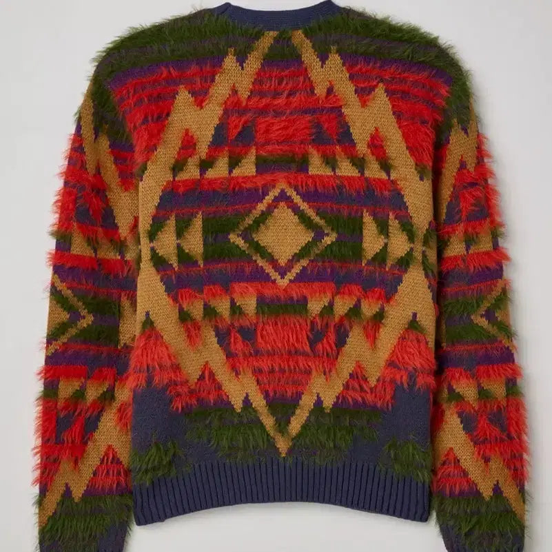 [BUNJANG] Urban Outfitters BDG American Pattern Fur Knit Cardigan / 어반 아웃피터스 BDG 아메리칸 패턴 퍼 니트 가디건