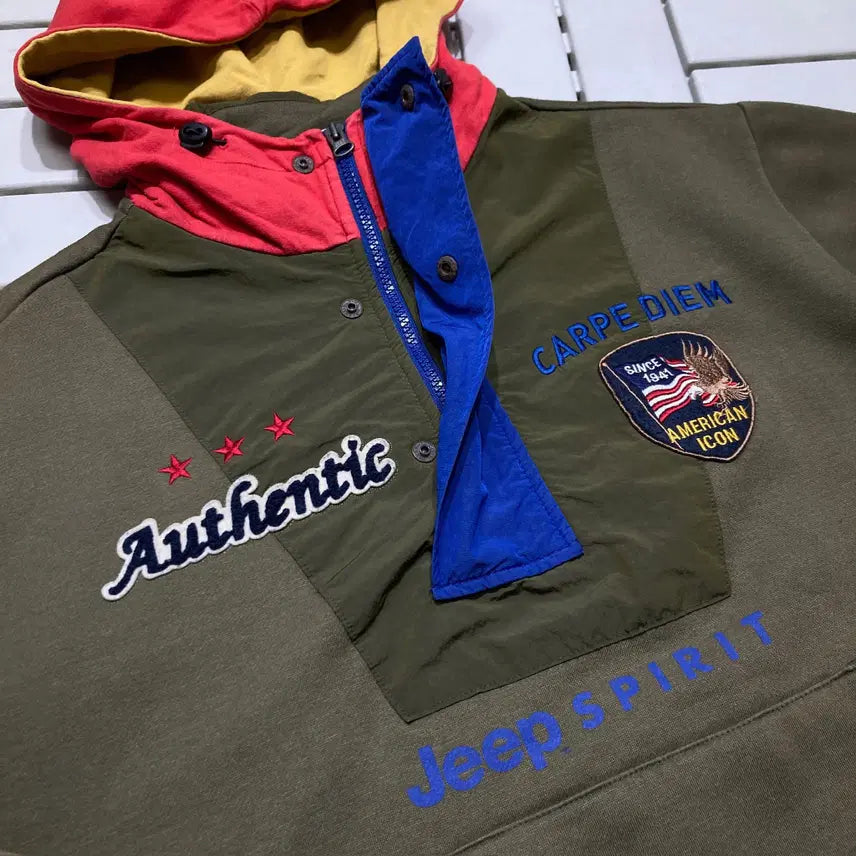 [BUNJANG] Jeep Vintage Anorak Fleece Hoodie / [L]지프 빈티지 아노락 기모후드 0345