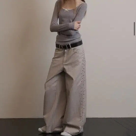 [BUNJANG] EXO Side Beads Pants Size 2 / 셋업이엑스이 사이드 비즈 팬츠 2사이즈
