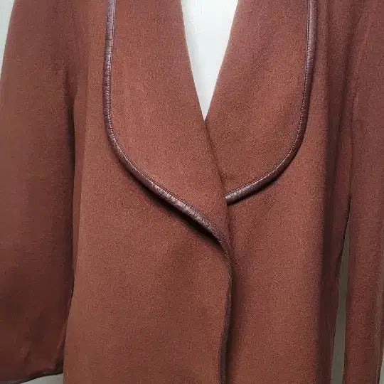 [BUNJANG] Brown Leather Trimmed Autumn Coat (Size 100) / 브라운 가을 코트 가죽 트리밍 100