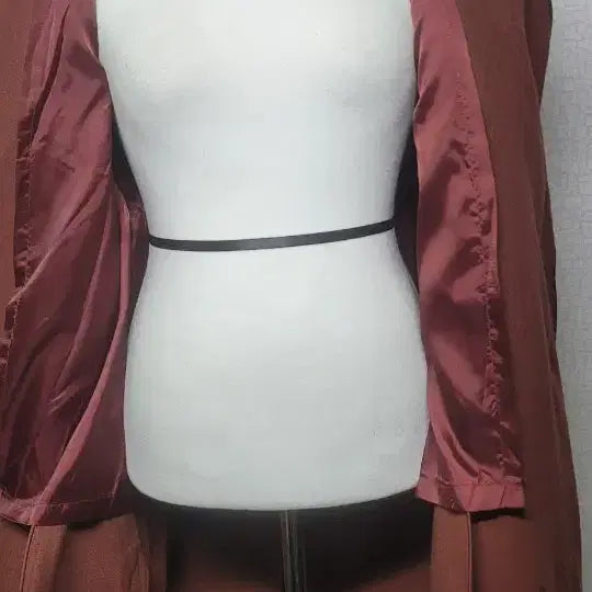 [BUNJANG] Brown Leather Trimmed Autumn Coat (Size 100) / 브라운 가을 코트 가죽 트리밍 100