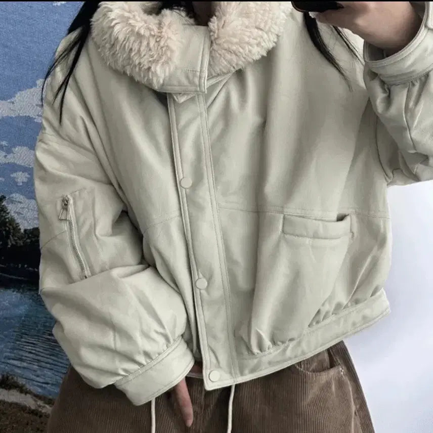 [SOLD OUT] 키미스 하이넥 카라 봄버 레더 누빔 자켓 점퍼
