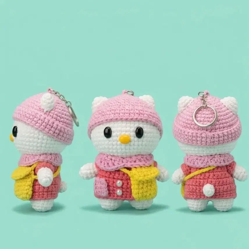 [SOLD OUT] [핸드메이드] 뵤-코 동그란 얼굴 멍때리는 아기 소녀 코바늘 키링
