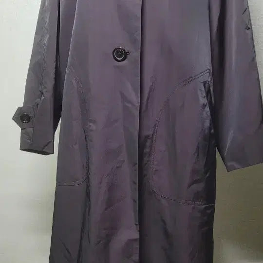 [BUNJANG] Hooded Long Coat - Purple - Size 77 / 후드 롱 코트 자주색 긴 봄코트 77