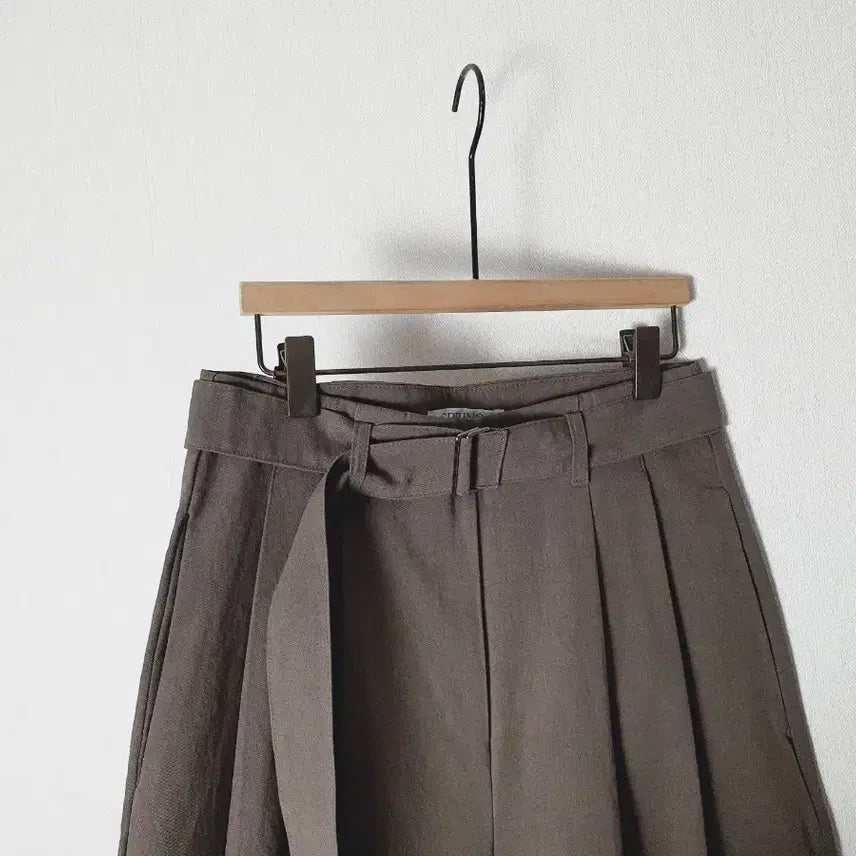 [BUNJANG] Washed Cotton Pleated Belt Pants / (새) 워싱 코튼 핀턱 벨트 팬츠 s