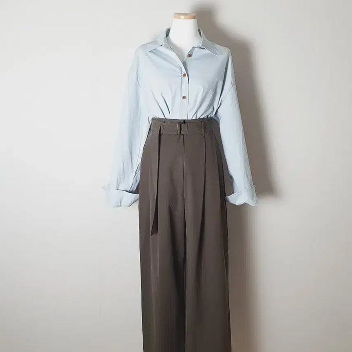 [BUNJANG] Washed Cotton Pleated Belt Pants / (새) 워싱 코튼 핀턱 벨트 팬츠 s
