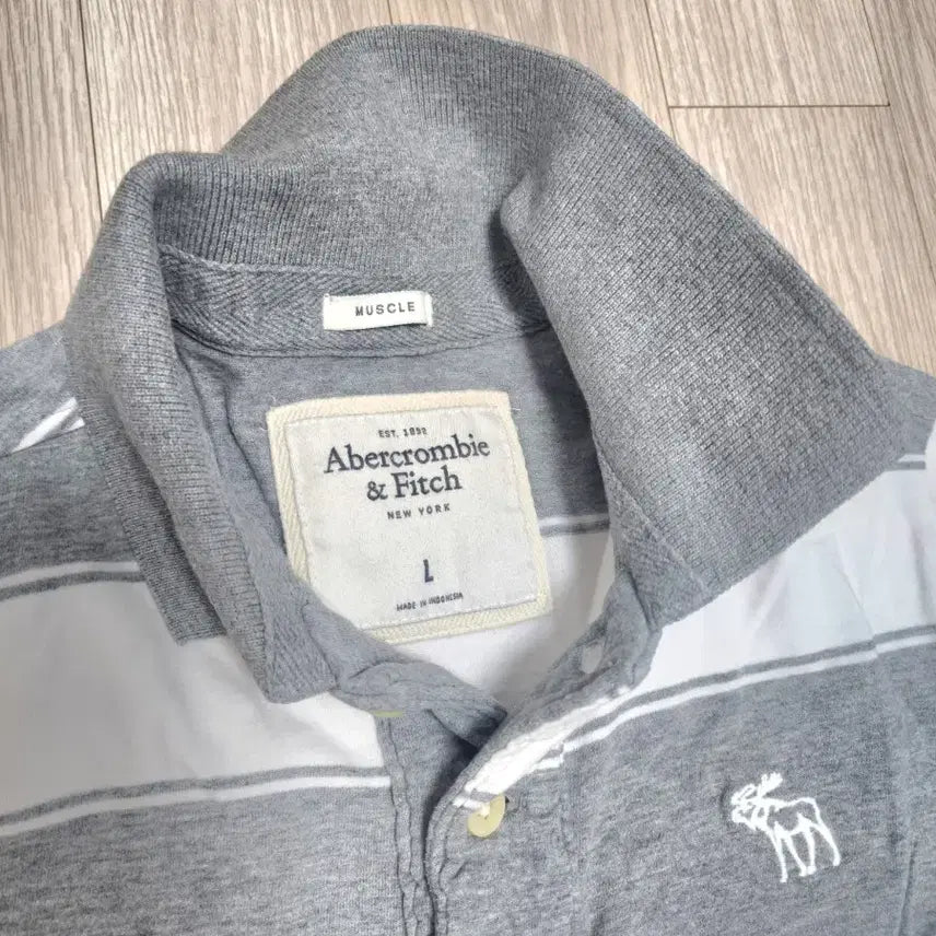 [BUNJANG] Abercrombie Stripe Polo Shirt L / 아베크롬비 스트라이프 반팔 폴로티셔츠 L
