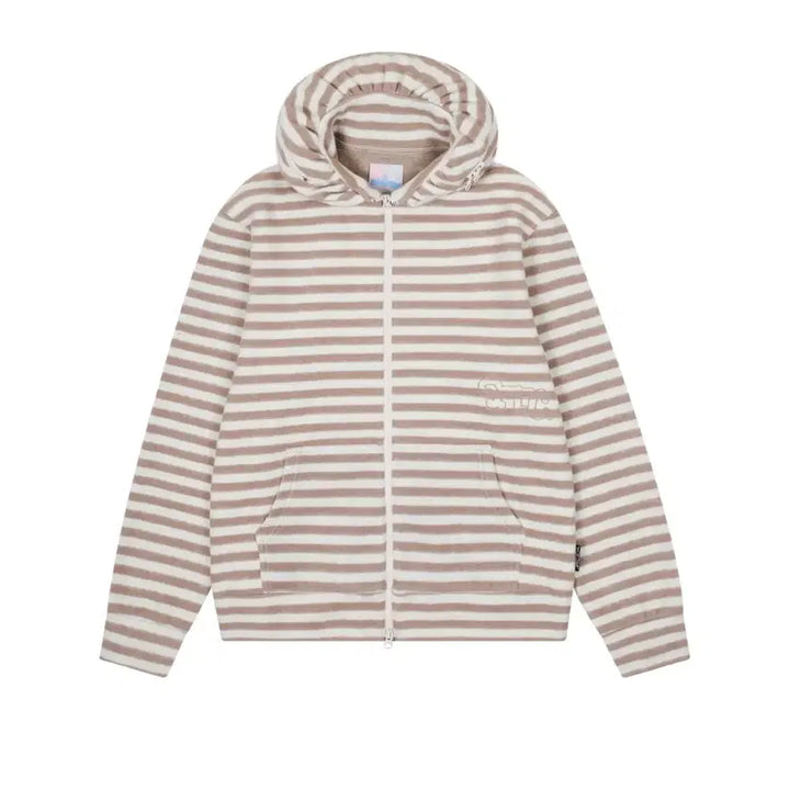 [BUNJANG] Safari Spot S.T.C. Stripe Fleece Zip-up Beige / 사파리스팟 S.T.C 스트라이프 플리스 머플러 집업 베이지