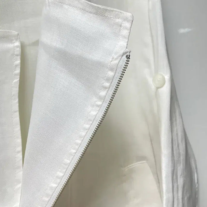 [BUNJANG] White Linen Zipper Shirt Jacket / 화이트 린넨 지퍼 셔츠 자켓