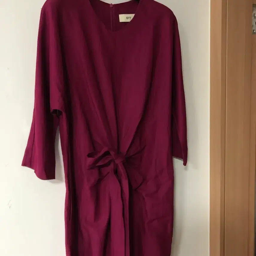 [SOLD OUT] ORR 오르 원피스 셔링 리본 플럼 쿨톤