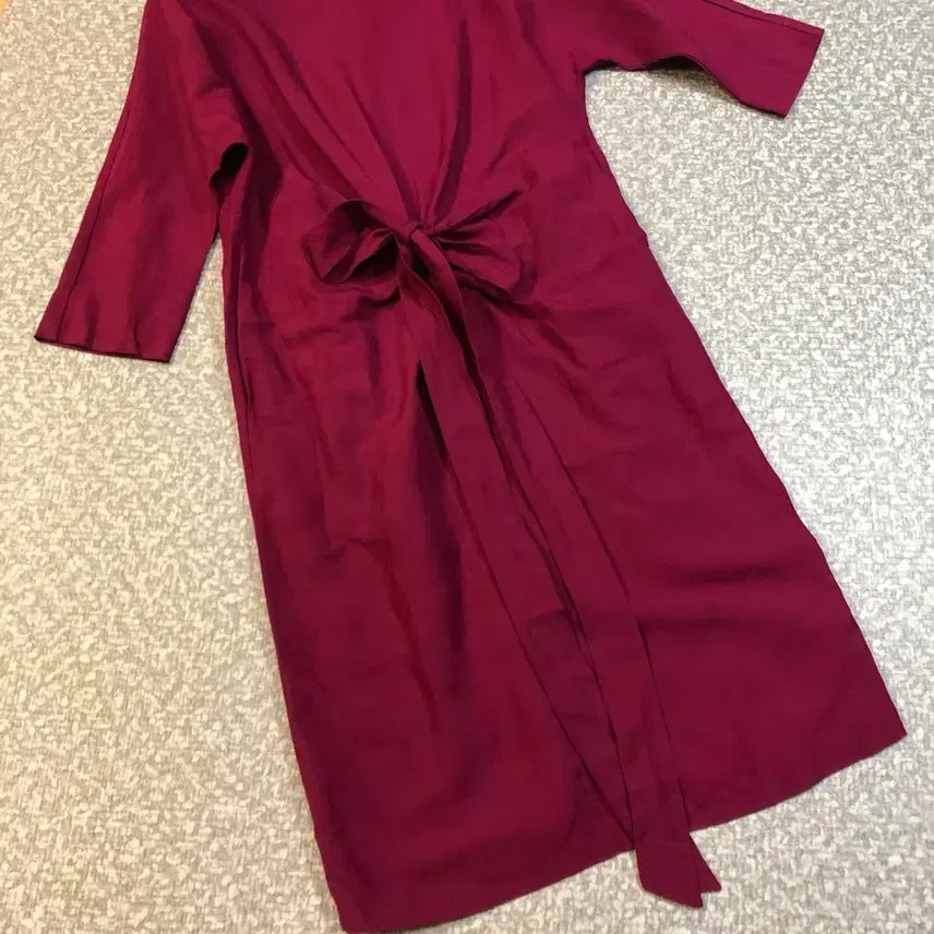 [SOLD OUT] ORR 오르 원피스 셔링 리본 플럼 쿨톤