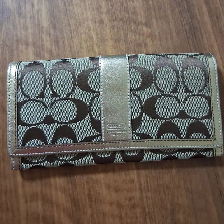 [BUNJANG] Coach Signature Long Wallet Brown/Gold / 코치 시그니처 장지갑 브라운/골드