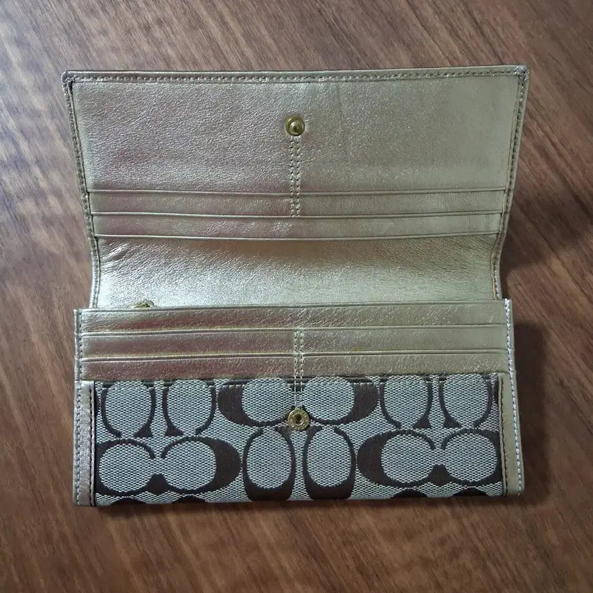 [BUNJANG] Coach Signature Long Wallet Brown/Gold / 코치 시그니처 장지갑 브라운/골드
