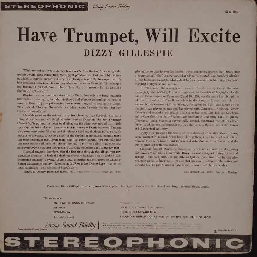 [BUNJANG] Dizzy Gillespie Verve LP / ORIGINAL JAZZ LP - DIZZY GILLESPIE